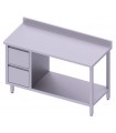 Table adossée + meuble à deux tiroirs et une étagère STALGAST